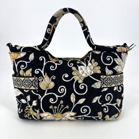 Vera Bradley Sherry Mini Tote in Yellow Bird Quilted Black & Yellow Handbag - Picture 1 of 12